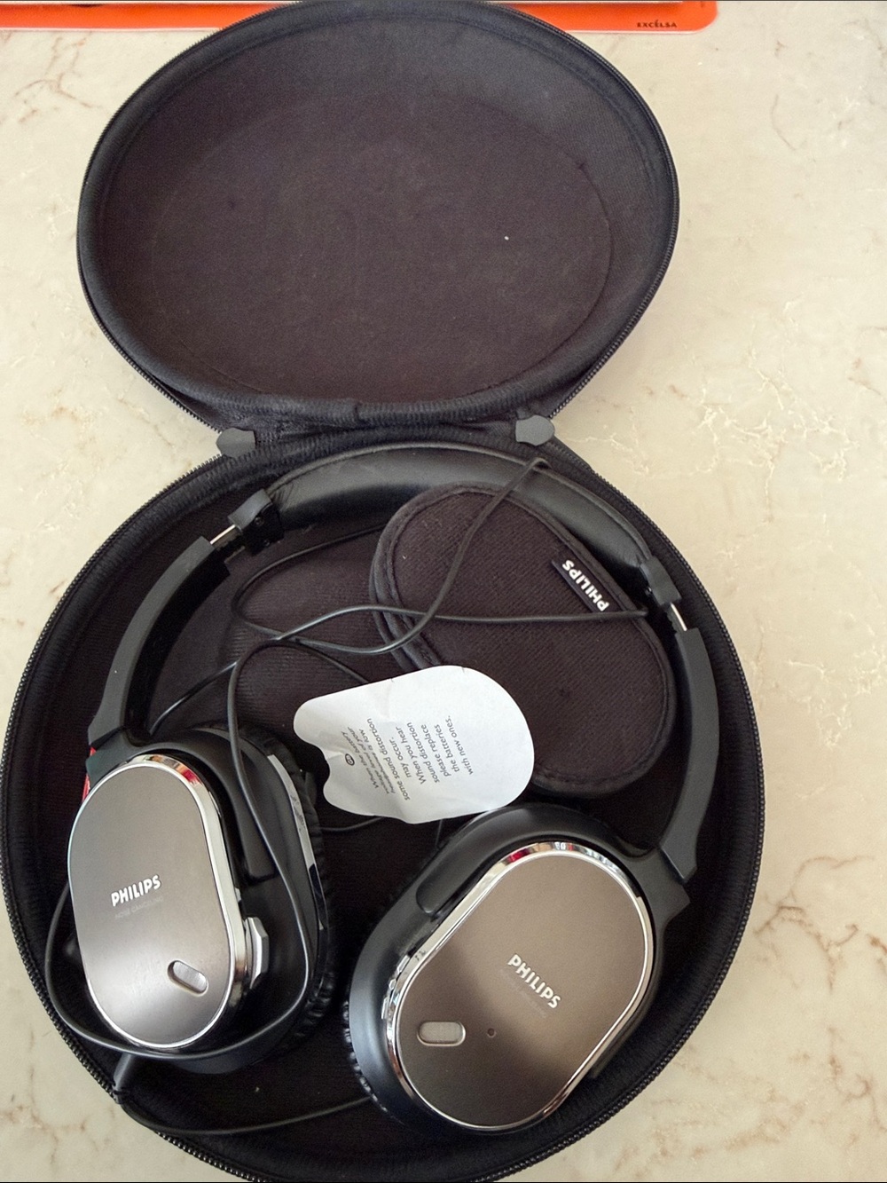 Philips Over-Ear Headphones in Silver and Black with Carry Case